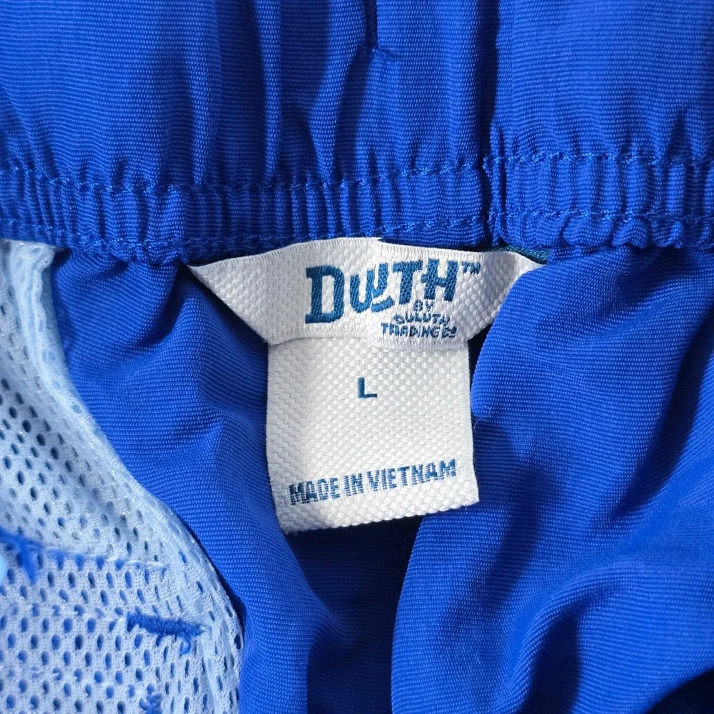Duluth Trading Co Mens Blue Swim Trunks Board Shorts Nylon‎ Mesh Lined L 40445